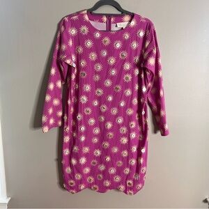 Sheridan French Size XS Sun Button Cotton Mini Scalloped Dress Pink Purple